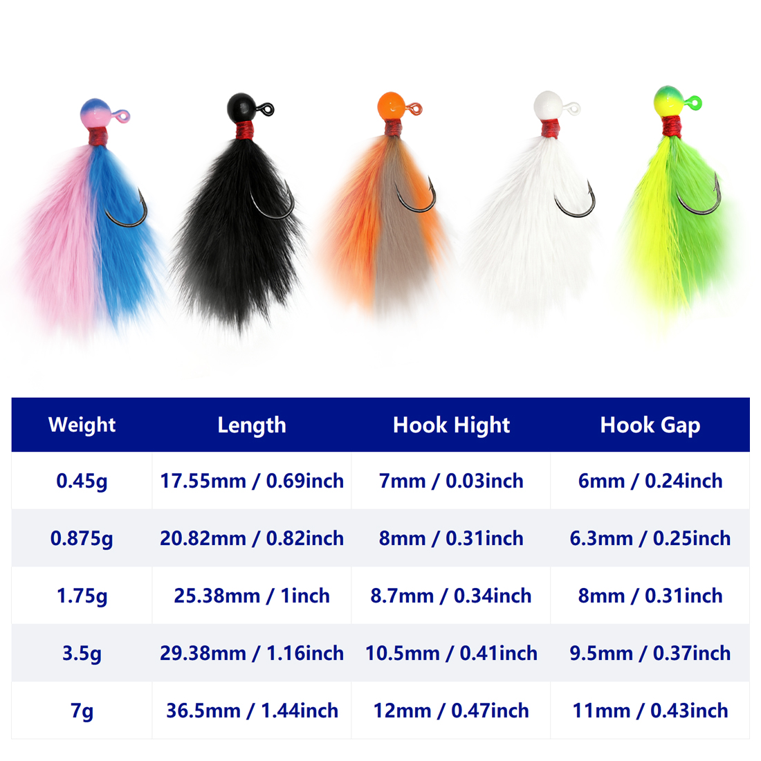 9KM 5pcs Mixed-Color Marabou J - Fishing Hook Assortment 评论和价格